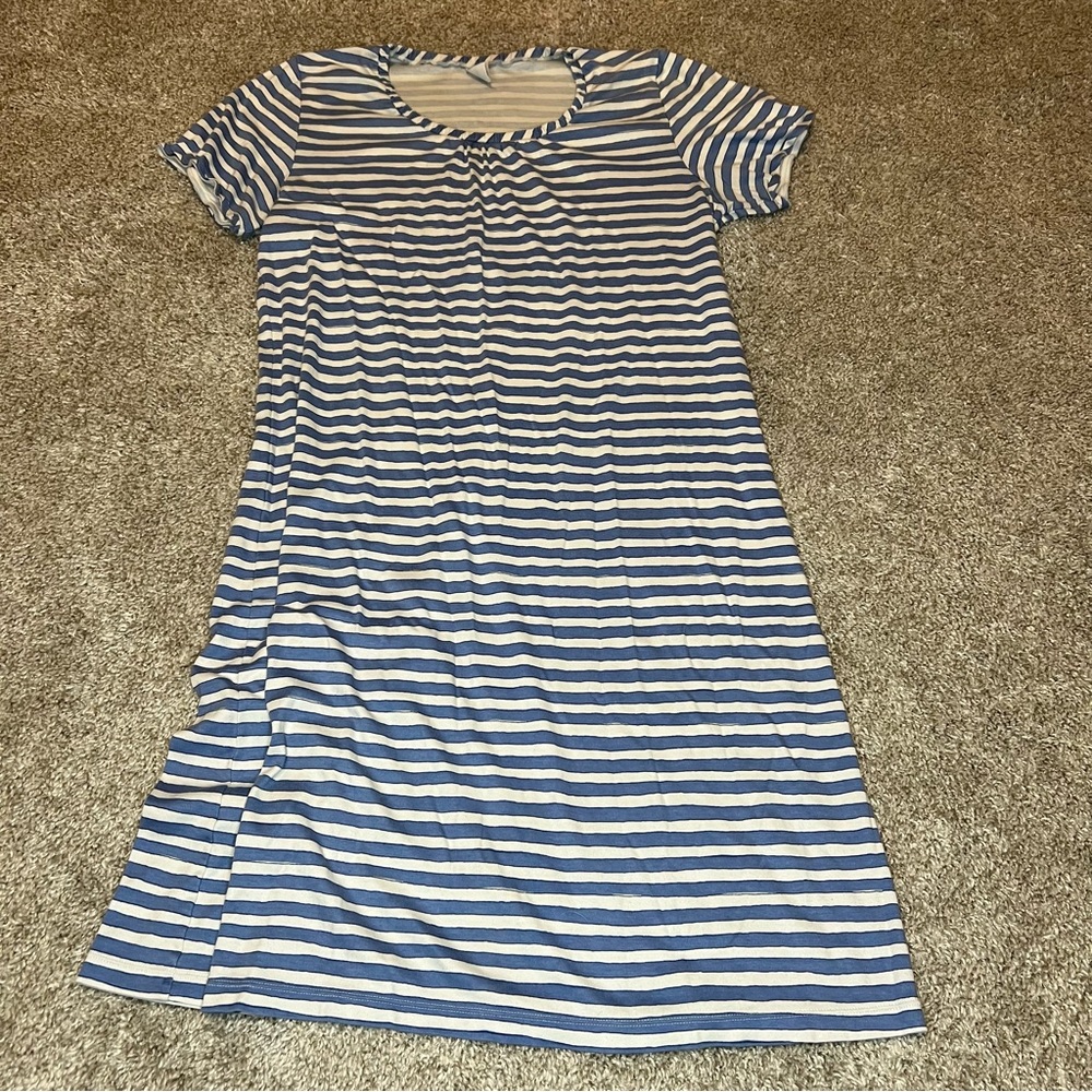 Light blue & white striped dress